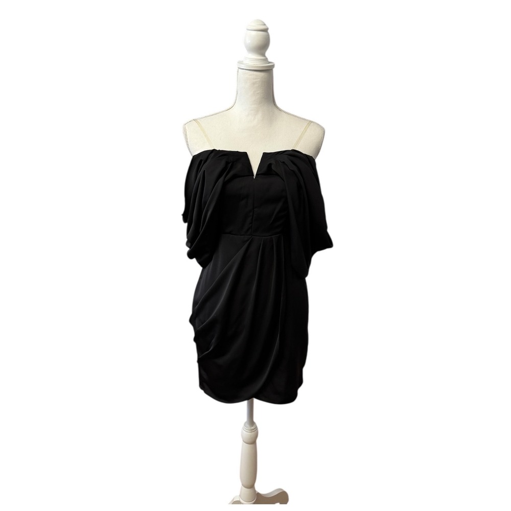 *NWT*‎ Do + Be Brooke Spring Off Shoulder Voluminous Sleeve Faux Wrap Black